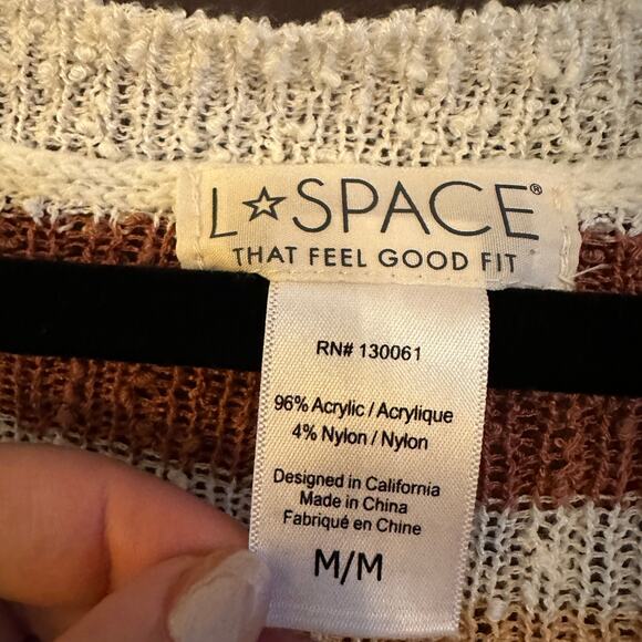 L*SPACE | Oasis Open Weave Lightweight Striped Sweater | Size Medium - Picture 3 of 6